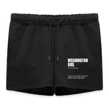Portrait de la fille Washington Typographe - Short de survêtement femme premium - noir - Devant - AI Model Female 172 light (172cm)