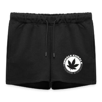 Logo rond de feuilles de cannabis - Short de survêtement femme premium - noir - Devant - AI Model Female 172 light (172cm)