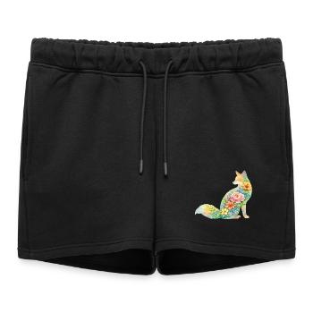 Fleurs en forme d’aquarelle en forme de renards - Short de survêtement femme premium - noir - Devant - AI Model Female 172 light (172cm)