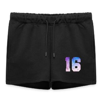 numéro 16 – Cadeau anniversaire 16 ans - Short de survêtement femme premium - noir - Devant - AI Model Female 172 light (172cm)