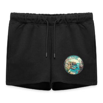 Experience Coastal Splendor Polignano a Mare Italy - Women’s Premium Organic Sweatshorts - black - Front - AI Model Female 172 light (172cm)