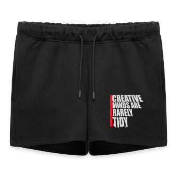 Les esprits créatifs sont rarement bien rangés Logo créatif drôle - Short de survêtement femme premium - noir - Devant - AI Model Female 172 light (172cm)
