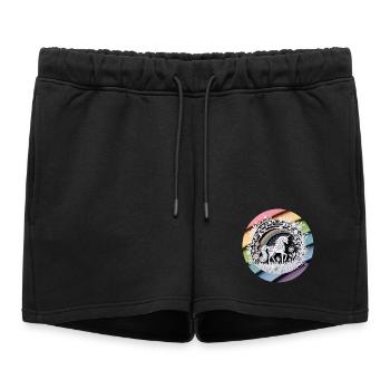Mignon licorne arc-en-ciel papier découpé - Short de survêtement femme premium - noir - Devant - AI Model Female 172 light (172cm)