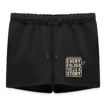 Chaque dossier raconte une histoire - Short de survêtement femme premium - noir - Devant - AI Model Female 172 light (172cm)