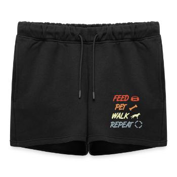Nourrir, caresser, jouer, répéter - Short de survêtement femme premium - noir - Devant - AI Model Female 172 light (172cm)