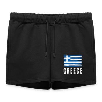 Drapeau au pinceau Grèce - Short de survêtement femme premium - noir - Devant - AI Model Female 172 light (172cm)