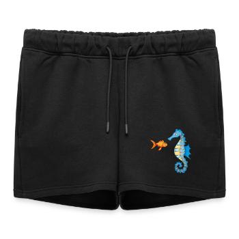 Poissons rouges et hippocampes comiques mignons - Short de survêtement femme premium - noir - Devant - AI Model Female 172 light (172cm)