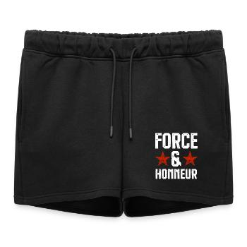 Force et honneur 1 - Short de survêtement femme premium - noir - Devant - AI Model Female 172 light (172cm)
