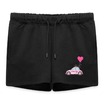 Coeur de police rose - Short de survêtement femme premium - noir - Devant - AI Model Female 172 light (172cm)