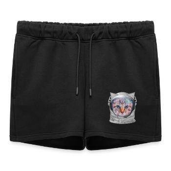 Chat dans l’espace - Short de survêtement femme premium - noir - Devant - AI Model Female 172 light (172cm)