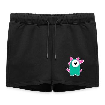 Cyclope turquoise mignon | Monstre rose drôle - Short de survêtement femme premium - noir - Devant - AI Model Female 172 light (172cm)