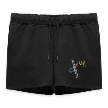 Clarinet Sheet Music Clarinetist Musician - Women’s Premium Organic Sweatshorts - black - Front - AI Model Female 172 light (172cm)