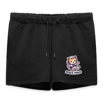 Space Paws – Chat pixel dans l’espace - Short de survêtement femme premium - noir - Devant - AI Model Female 172 light (172cm)