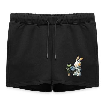 Usine d’arrosage pour lapins robots - Short de survêtement femme premium - noir - Devant - AI Model Female 172 light (172cm)