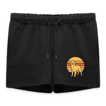 Icône rétro du Coucher de soleil du chien - Short de survêtement femme premium - noir - Devant - AI Model Female 172 light (172cm)