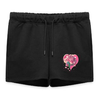 Coeur aux fleurs d’amandier Fleurs de coeur - Short de survêtement femme premium - noir - Devant - AI Model Female 172 light (172cm)