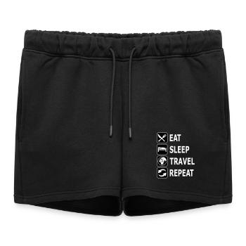 manger, voyager, voyager - Short de survêtement femme premium - noir - Devant - AI Model Female 172 light (172cm)
