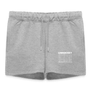 Unihockey Typo Muster  - Frauen Premium Organic Sweatshorts - Grau meliert - Vorne - AI Model Female 172 light (172cm)