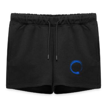 Rond design brosse bleu - Short de survêtement femme premium - noir - Devant - AI Model Female 172 light (172cm)