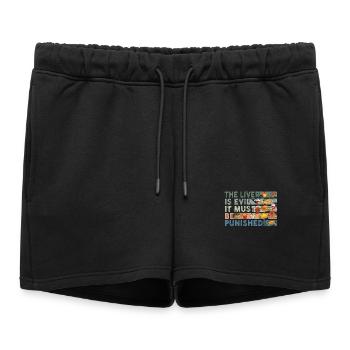 The liver is evil and punished - Women’s Premium Organic Sweatshorts - black - Front - AI Model Female 172 light (172cm)
