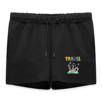 Travel - Gift idea for travel lovers - Women’s Premium Organic Sweatshorts - black - Front - AI Model Female 172 light (172cm)