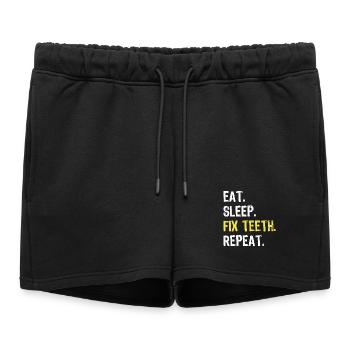 Manger Sommeil Réparer les dents Répéter Chemise de dentiste - Short de survêtement femme premium - noir - Devant - AI Model Female 172 light (172cm)