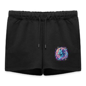 Tête de renard psychédélique Goa Art - Short de survêtement femme premium - noir - Devant - AI Model Female 172 light (172cm)