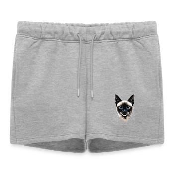 Siamkatze Siam Katze Siamese Cat Siamesen Katzen - Frauen Premium Organic Sweatshorts - Grau meliert - Vorne - AI Model Female 172 light (172cm)