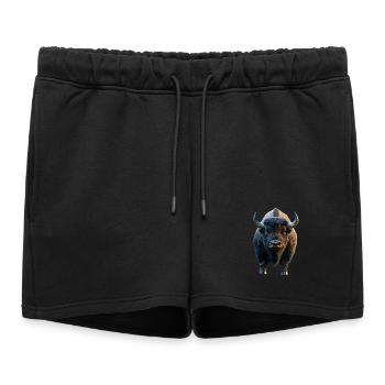 Bison, Bison, Bovins sauvages, Bison, Bison d’Amérique - Short de survêtement femme premium - noir - Devant - AI Model Female 172 light (172cm)