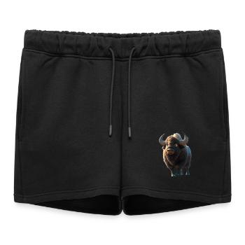 Bison, Bison, Bovins sauvages, Bison, Bison d’Amérique - Short de survêtement femme premium - noir - Devant - AI Model Female 172 light (172cm)
