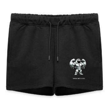 Monstre Blanc - Entraînement au gymnase des Monstres Musclés - Short de survêtement femme premium - noir - Devant - AI Model Female 172 light (172cm)