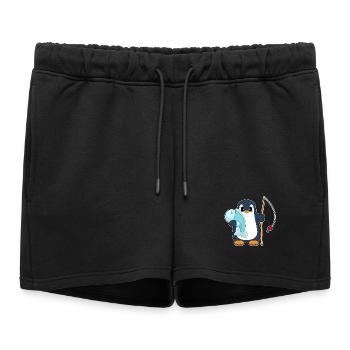 Pingouin Pêcheur Poisson Pêche - Short de survêtement femme premium - noir - Devant - AI Model Female 172 light (172cm)