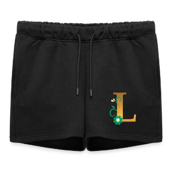 L - Frauen Premium Organic Sweatshorts - Schwarz - Vorne - AI Model Female 172 light (172cm)