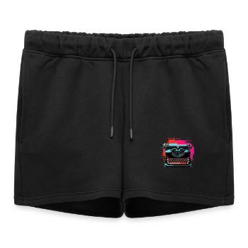 Machine à écrire Retrowave - Short de survêtement femme premium - noir - Devant - AI Model Female 172 light (172cm)