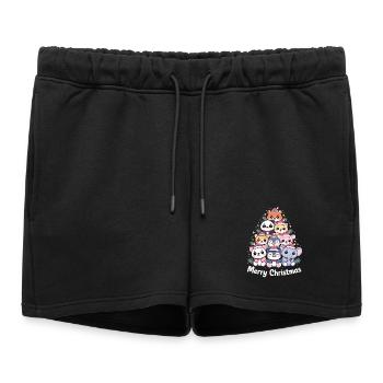 Sapin de Noël animal – Animaux de Noël mignons - Short de survêtement femme premium - noir - Devant - AI Model Female 172 light (172cm)