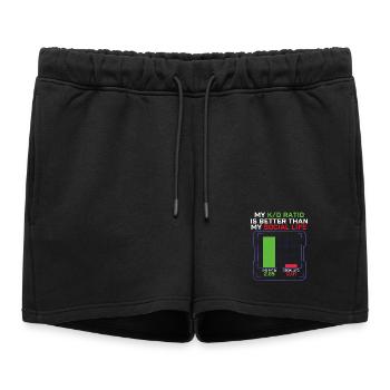 Mon ratio K/D est meilleur que celui de mon joueur de la vie sociale - Short de survêtement femme premium - noir - Devant - AI Model Female 172 light (172cm)