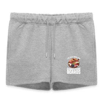 Charcuterie-Brett zur Herstellung von Schiefer-Käse-Brett - Frauen Premium Organic Sweatshorts - Grau meliert - Vorne - AI Model Female 172 light (172cm)