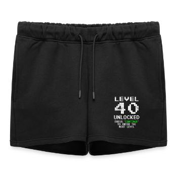 40th Birthday Level 40 Unlocked 40th Anniversary Gift - Women’s Premium Organic Sweatshorts - black - Front - AI Model Female 172 light (172cm)