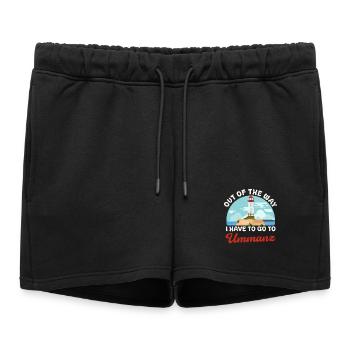 Baltic Sea OUT OF THE WAY I HAVE TO GO TO UMMANZ Funny - Women’s Premium Organic Sweatshorts - black - Front - AI Model Female 172 light (172cm)