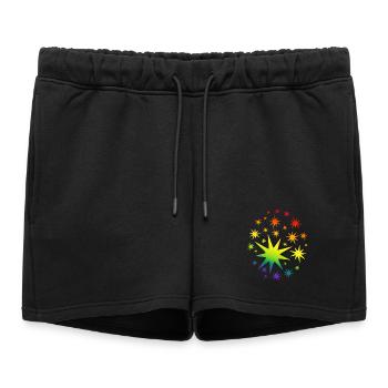 Dégradé arc-en-ciel des étoiles colorées - Short de survêtement femme premium - noir - Devant - AI Model Female 172 light (172cm)