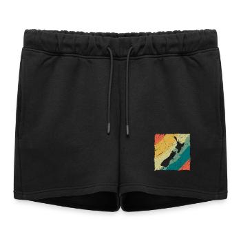 New Zealand Land Map Retro Logo Vintage NZ - Women’s Premium Organic Sweatshorts - black - Front - AI Model Female 172 light (172cm)