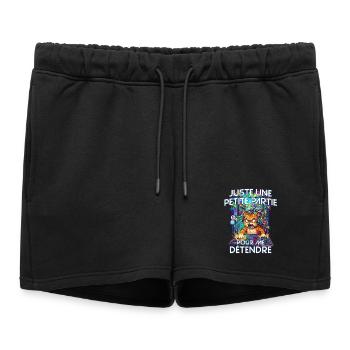 Gamer humour jeux vidéo console gaming chat énervé - Short de survêtement femme premium - noir - Devant - AI Model Female 172 light (172cm)