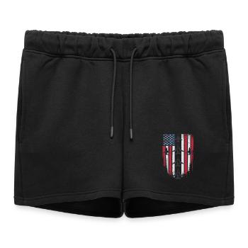 Jet Fighter USA Flag – Avion pilote - Short de survêtement femme premium - noir - Devant - AI Model Female 172 light (172cm)