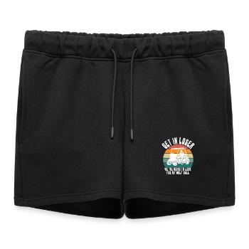 Coucher de soleil rétro sur voiturette de golf - Short de survêtement femme premium - noir - Devant - AI Model Female 172 light (172cm)