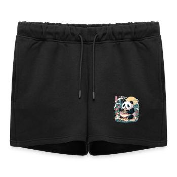 Kawaii Panda Ramen Lover Vagues d’anime mignonnes - Short de survêtement femme premium - noir - Devant - AI Model Female 172 light (172cm)