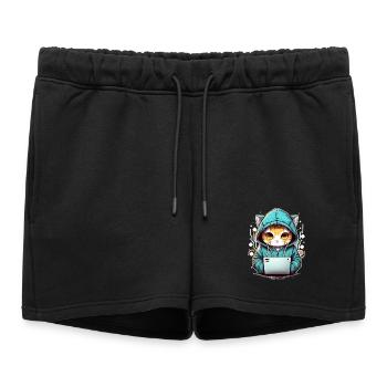 Codage chat - Short de survêtement femme premium - noir - Devant - AI Model Female 172 light (172cm)