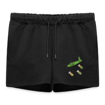 Avion bombe ananas vert - Short de survêtement femme premium - noir - Devant - AI Model Female 172 light (172cm)