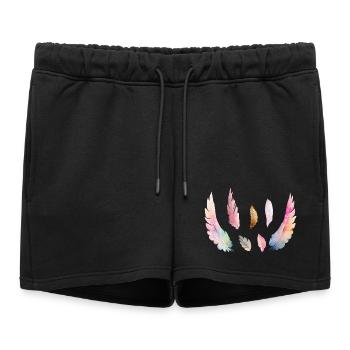 Plumages Colorés d'Aquarelle - Short de survêtement femme premium - noir - Devant - AI Model Female 172 light (172cm)