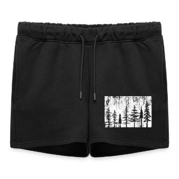 Silhouette Forêt Monochrome - Short de survêtement femme premium - noir - Devant - AI Model Female 172 light (172cm)