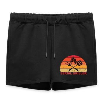 Serial Griller Retro BBQ Design - Women’s Premium Organic Sweatshorts - black - Front - AI Model Female 172 light (172cm)